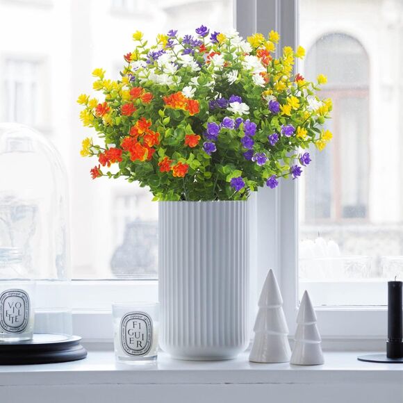 Grunyia 8 Bundles Eucalyptus Artificial Outdoors Flowers (Mix) - Picture 4 of 9